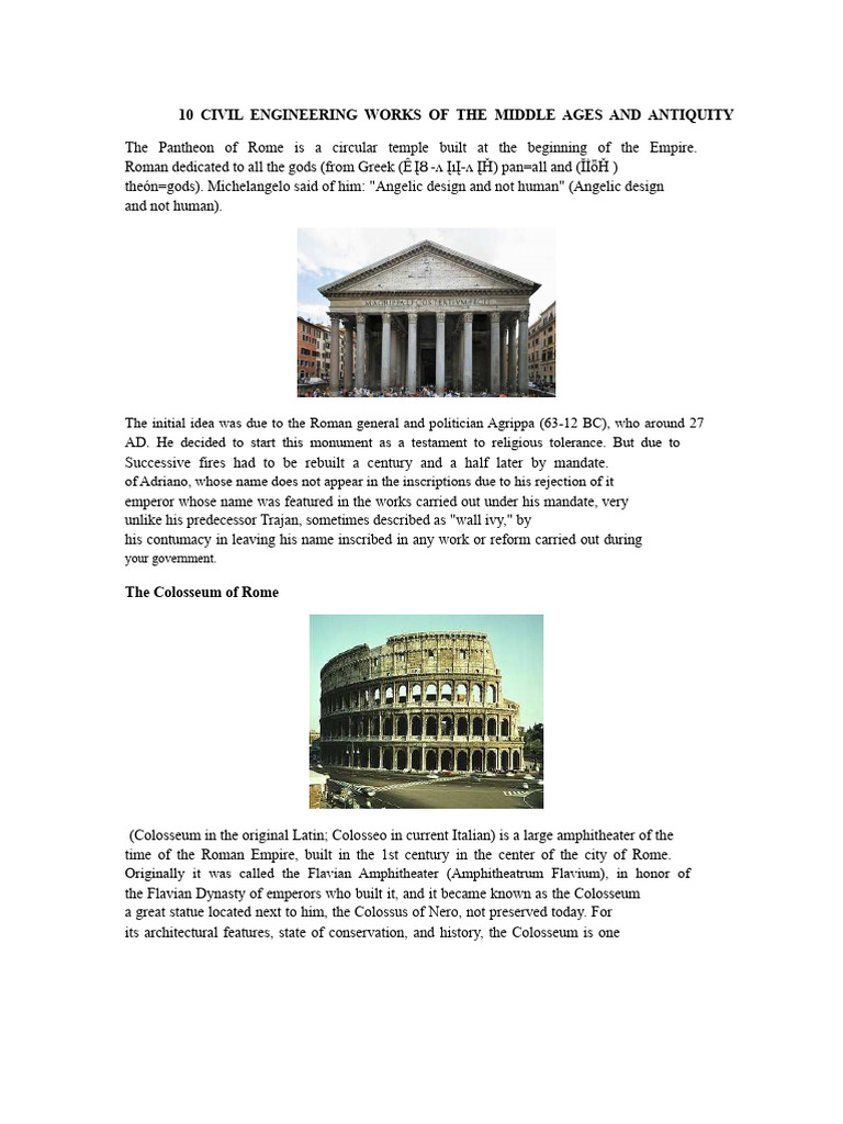 Civil Engineering Works of The Middle Ages and Ancient Times | PDF