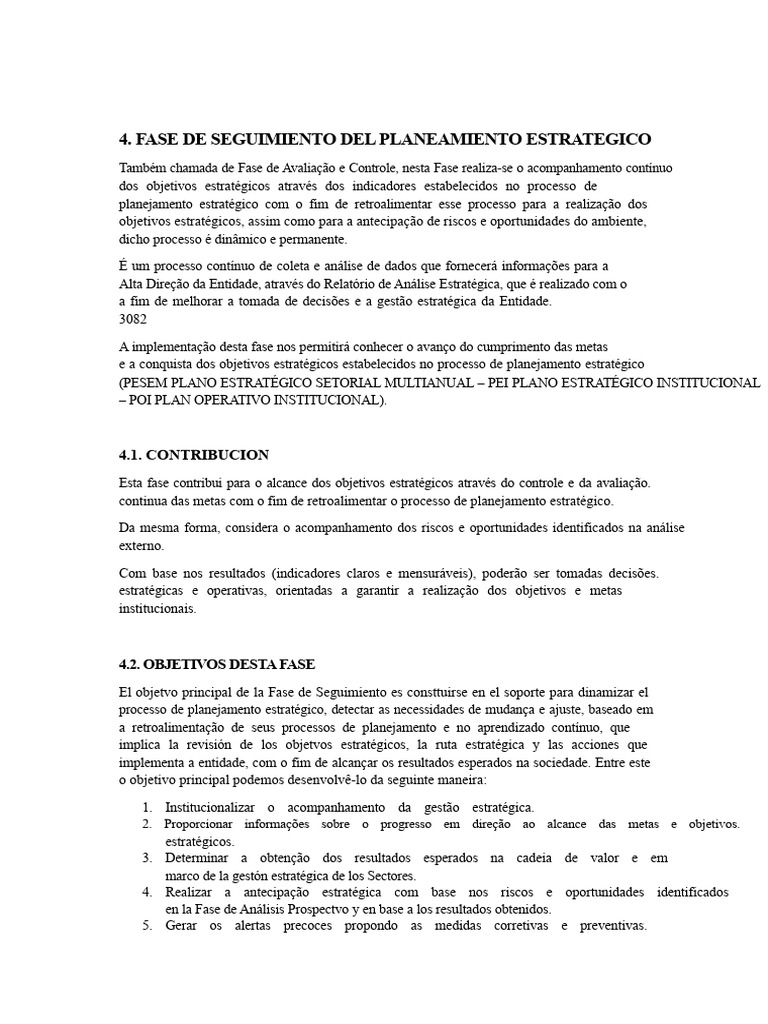 Fase de Acompanhamento Do Planejamento Estratégico | PDF | Planejamento ...