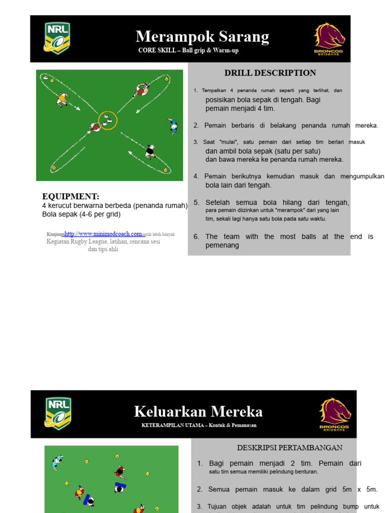 Latihan Rugby: Keterampilan Dasar dan Drill | PDF