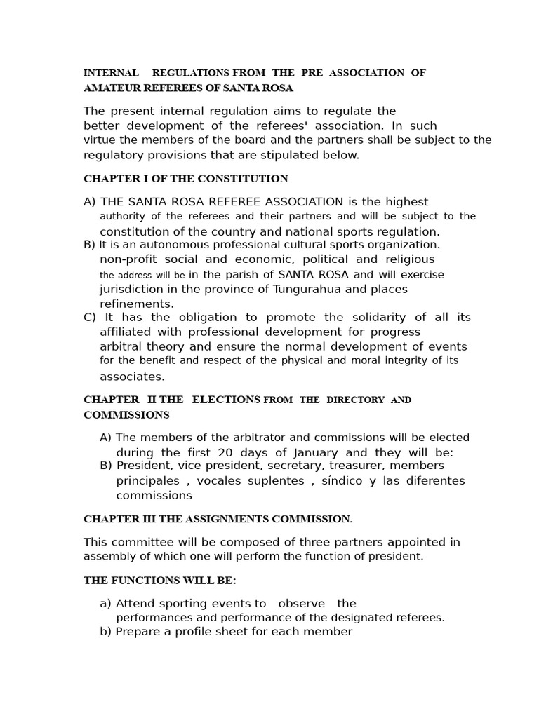 Santa Rosa Referees Association Regulations | PDF | Justice | Crime ...