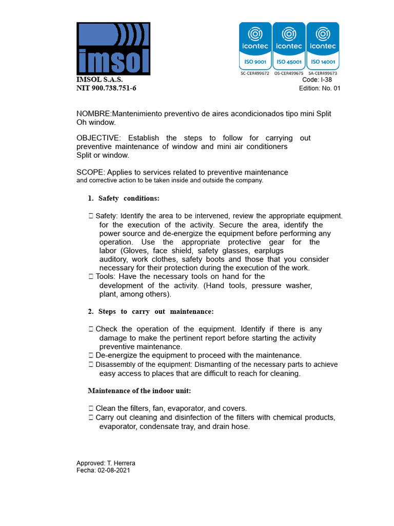 Preventive Maintenance for Mini Split AC | PDF | Air Conditioning ...