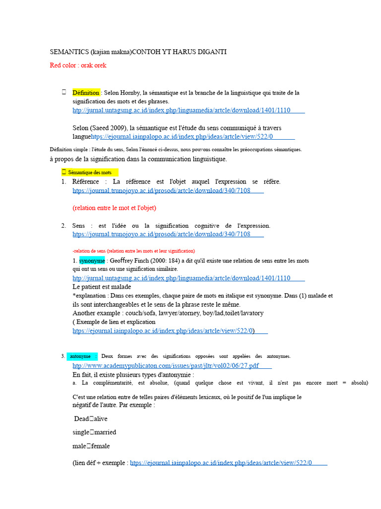 Introduction à la sémantique linguistique | PDF | Grammaire | Linguistique