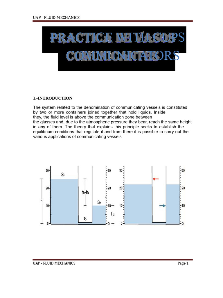 Communicating Vessels Experiment Guide | PDF | Pressure Measurement ...