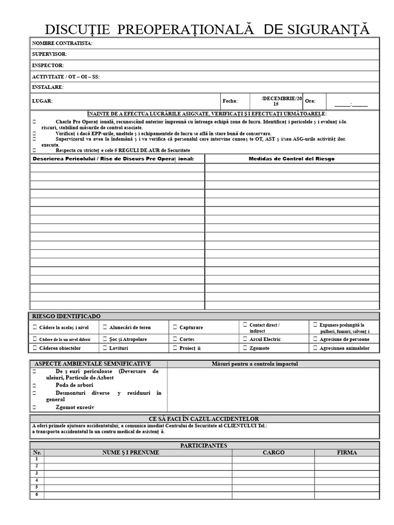 22 Format de Prezentare Pre-Operațional Ver 4 | PDF