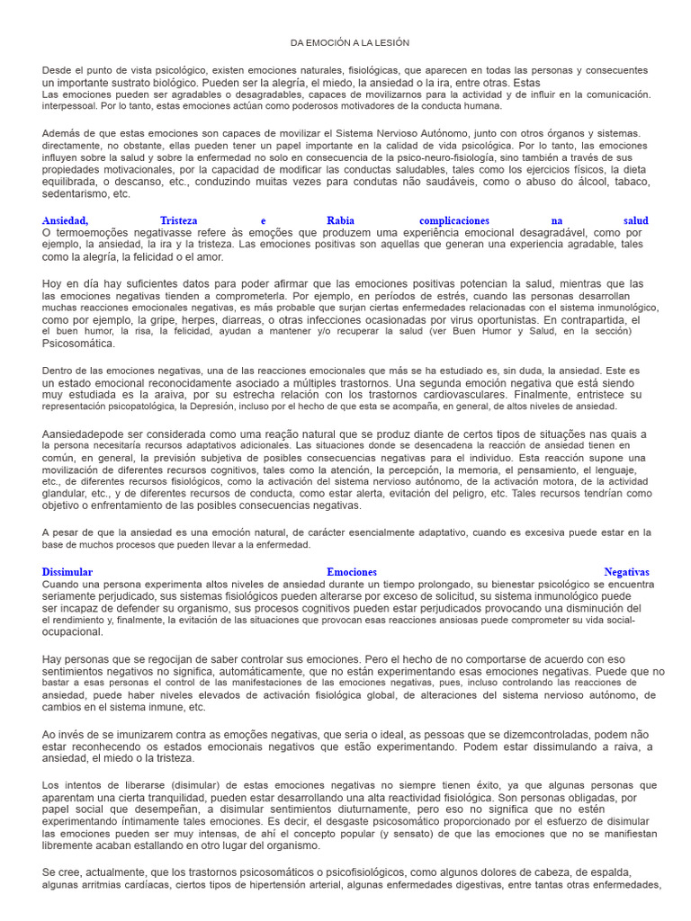 Impacto de las Emociones en la Salud | PDF | Ansiedad | Las emociones