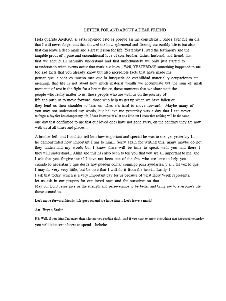 Letter For and To A Dear Friend | PDF