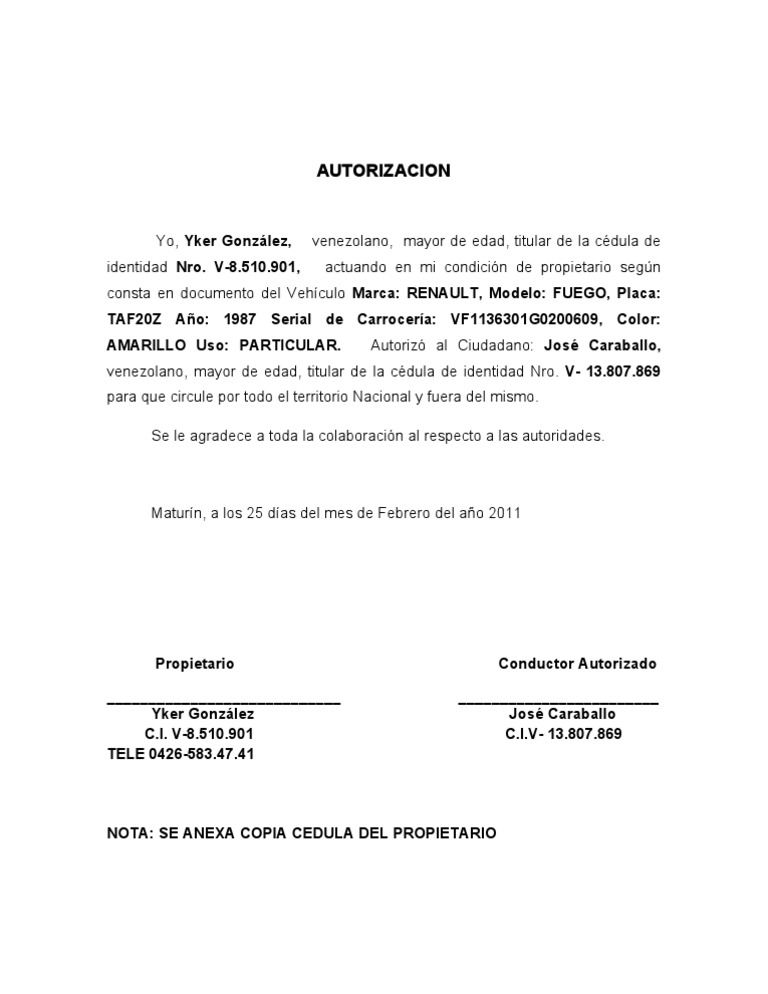 AUTORIZACION VEHICULO