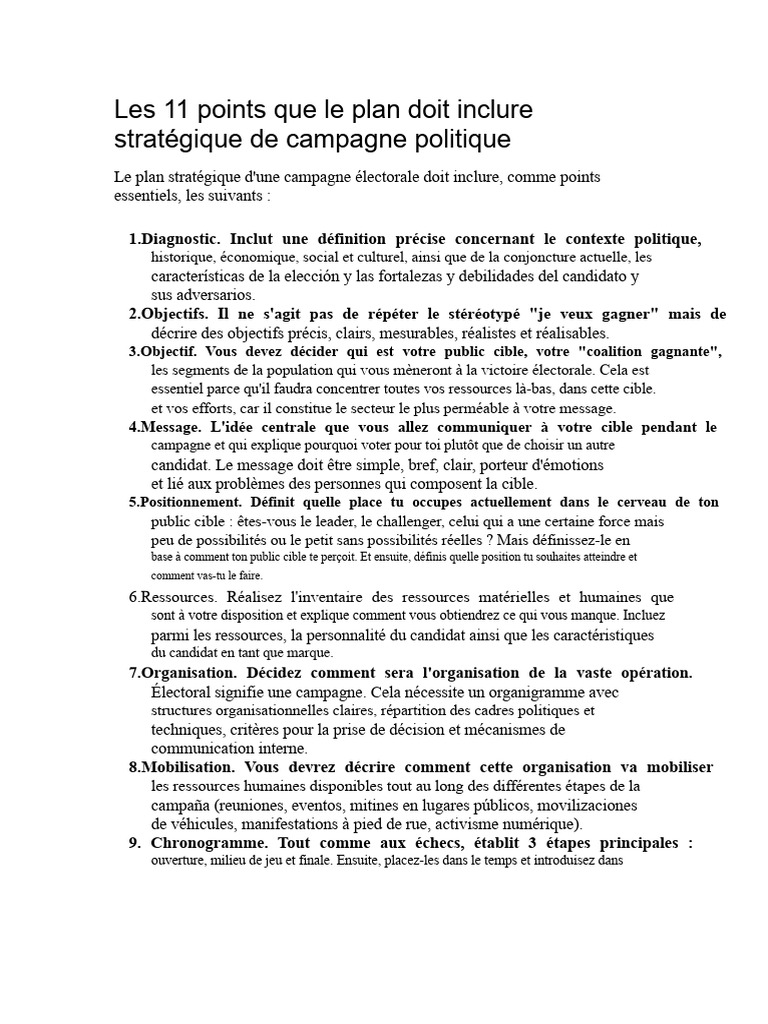11 Points Clés d'un Plan de Campagne | PDF