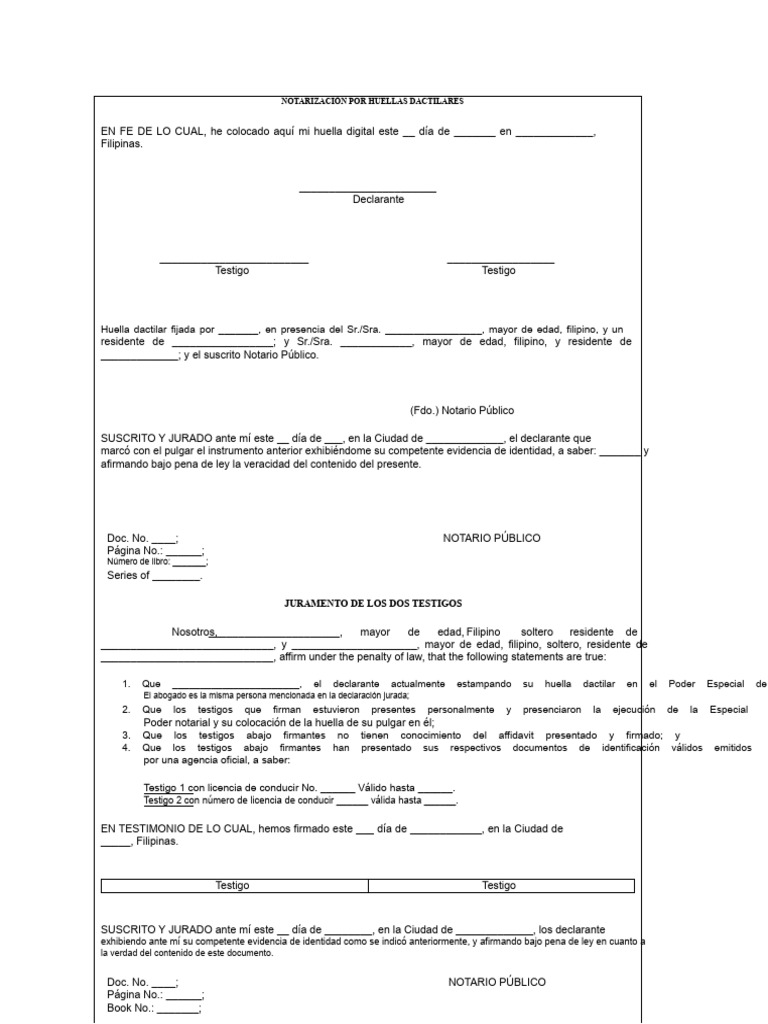 Notarización de Huellas Dactilares en Filipinas | PDF | Justicia ...