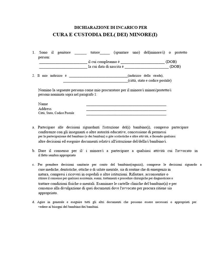 Modulo Di Procura Per Minori | PDF