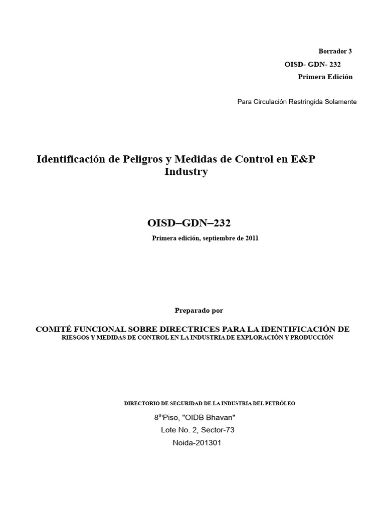 Oisd GDN 232 | PDF | Evaluación de riesgos | Riesgo