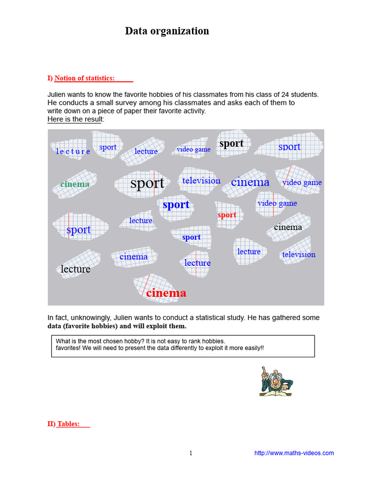 Data Organization (6th Grade) | PDF