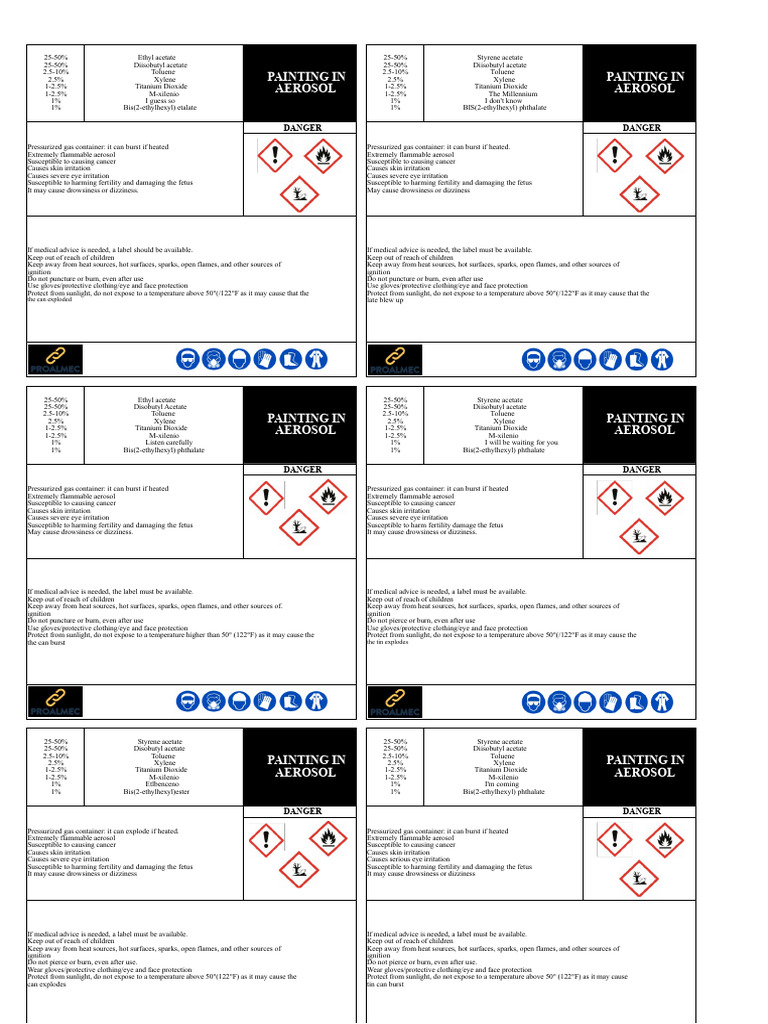 Sga Labels 2 | PDF | Solvent | Breathing