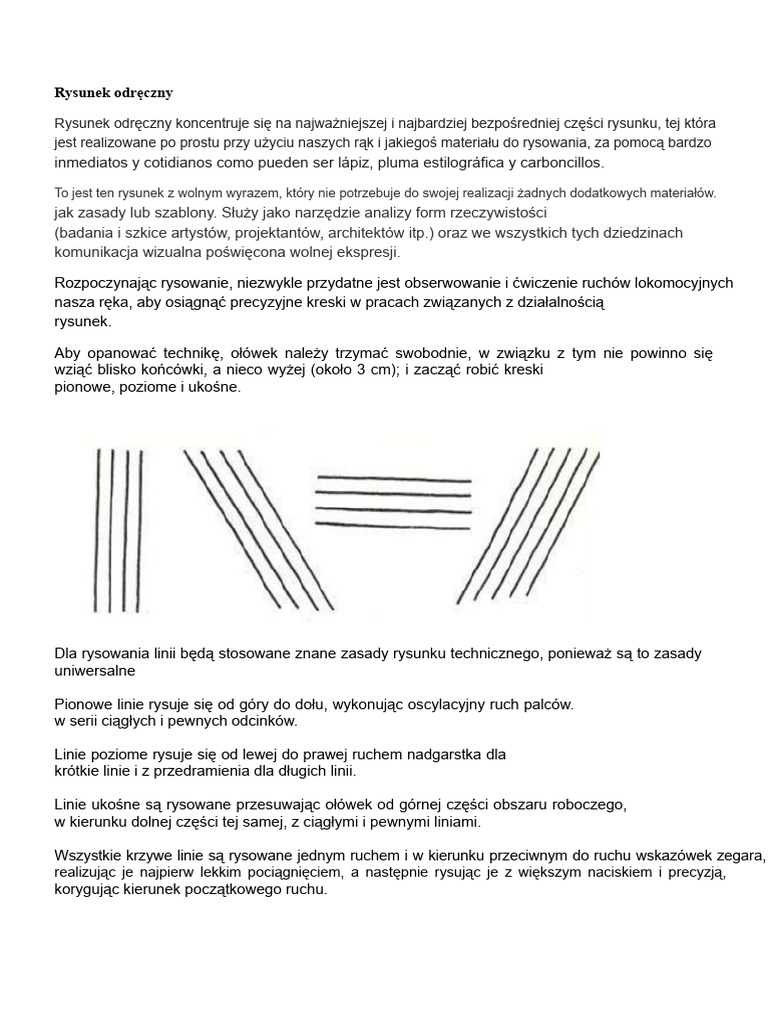Rysunek Ręczny, Formaty, Rodzaje Linii I Skale | PDF