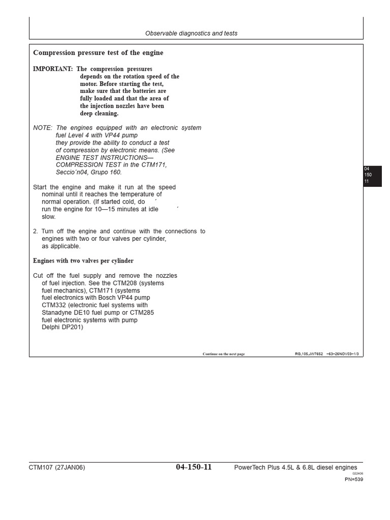 Compression Test Instructions for Diesel Engines | PDF | Turbocharger ...