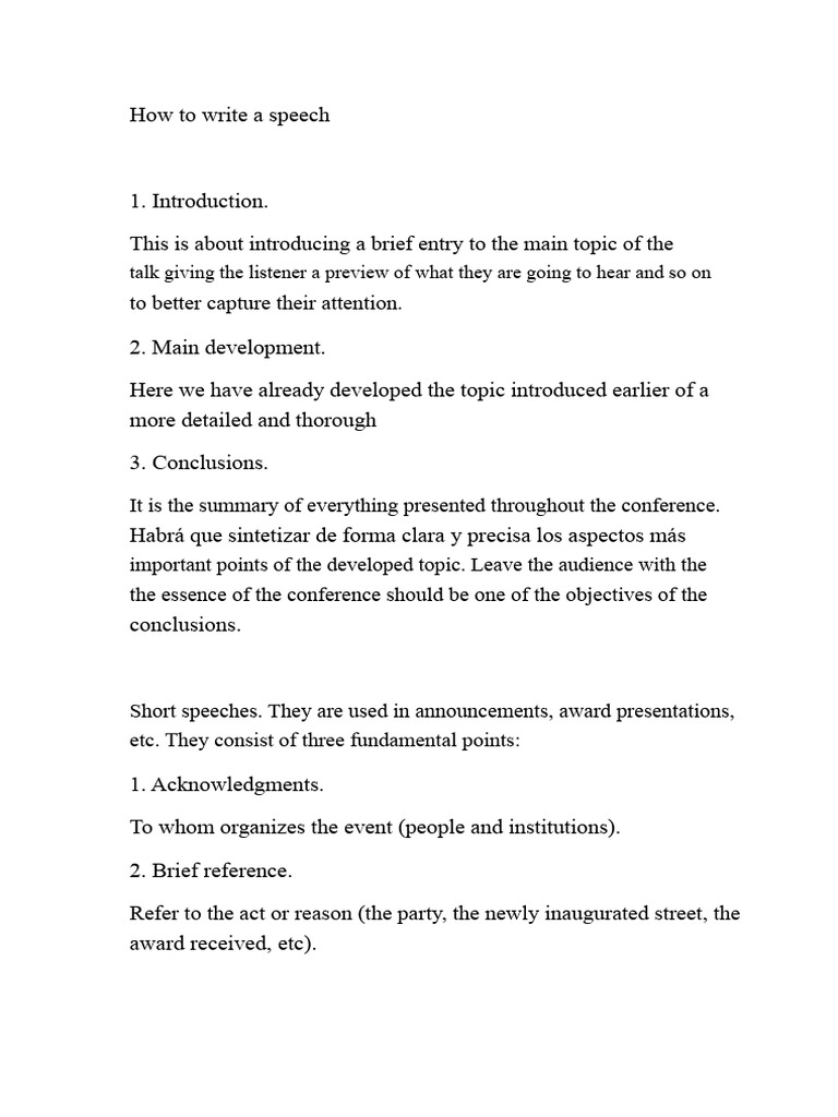 How To Write A Speech | PDF
