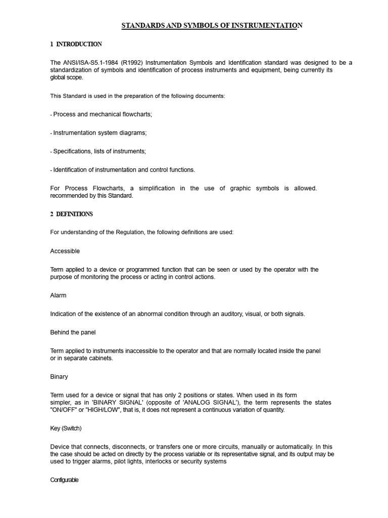 ISA Symbolism - Standards and Symbols of Instrumentation | PDF ...