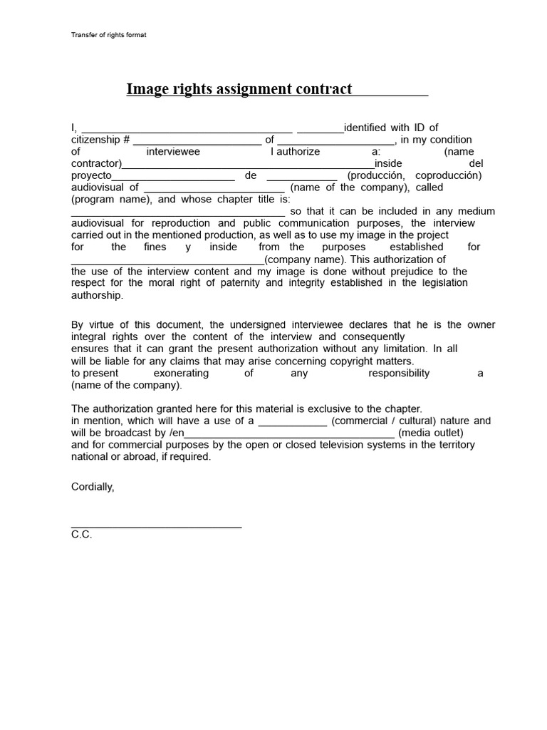 Image Rights Assignment Contract | PDF | Copyright