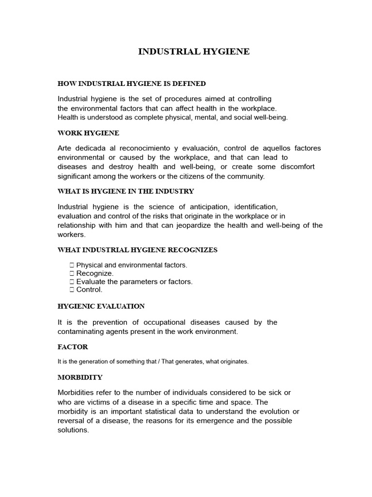 1.3 Industrial Hygiene Basic Concepts | PDF | Occupational Hygiene ...