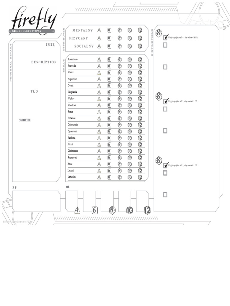 Arkusze RPG Firefly (System Cortex) | PDF