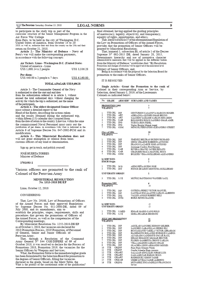 Promotion of Senior Officers in Peru | PDF | Military Rank | Military ...