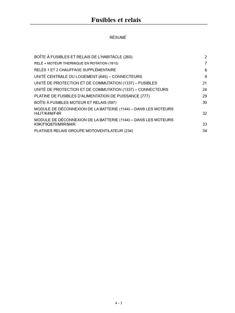 Guide des Fusibles et Relais Automobile | PDF | Injection (moteur ...