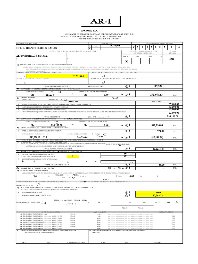 Ari Format 2022 | PDF | Tax Deduction | Taxes
