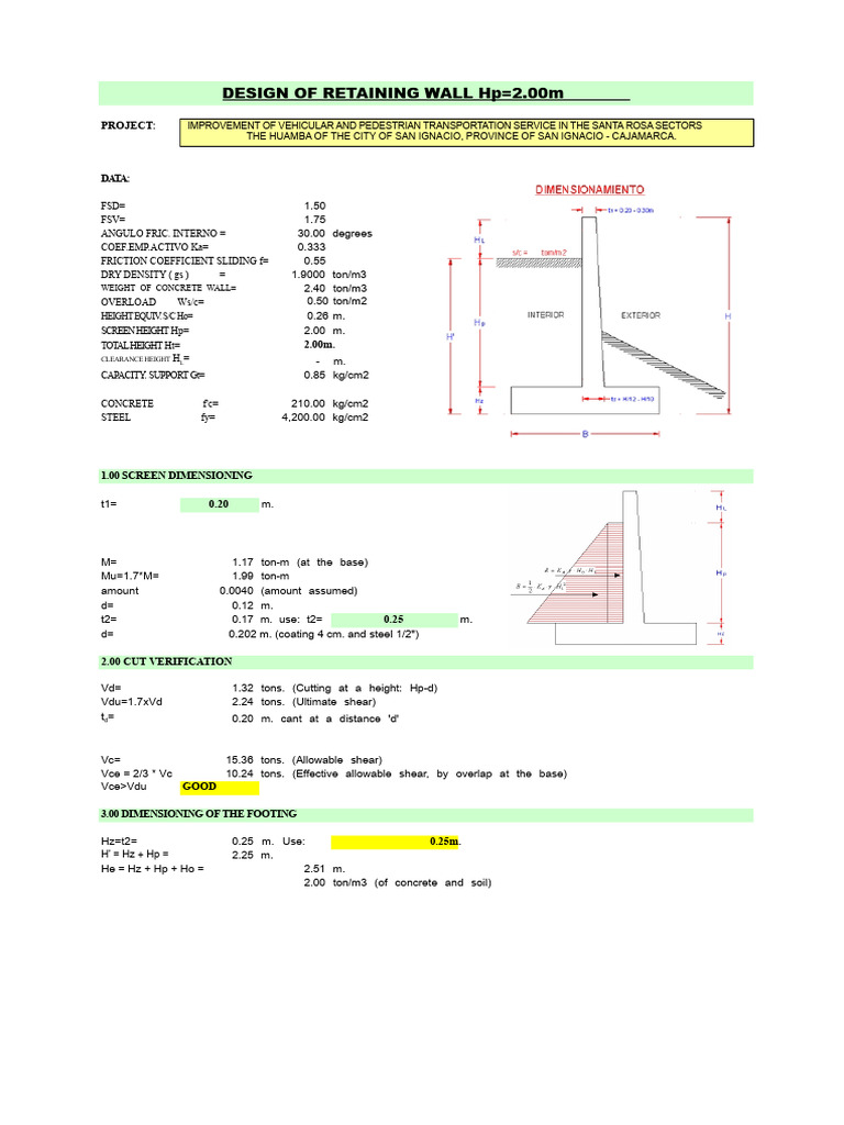 Retaining Wall Design for Santa Rosa | PDF | Mechanical Engineering ...