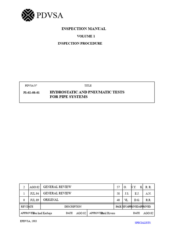 Hydrostatic & Pneumatic Testing Guide | PDF | Pipe (Fluid Conveyance ...
