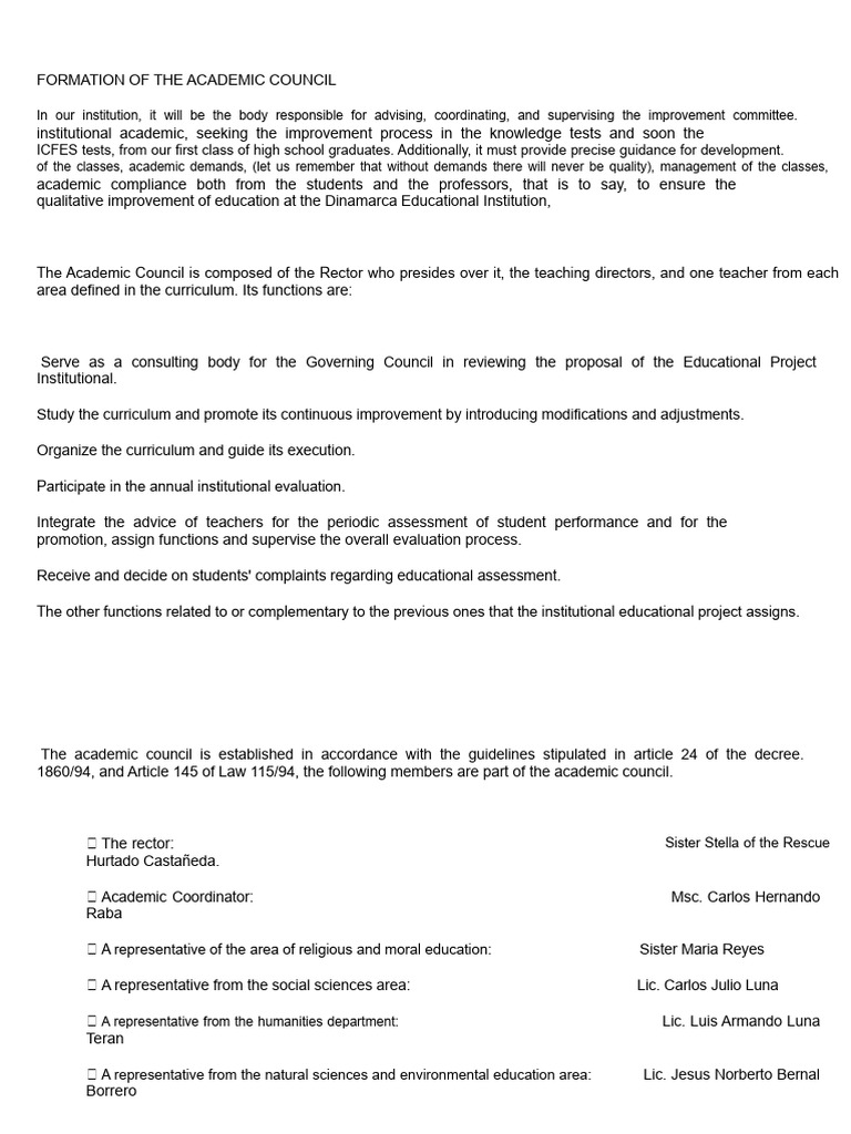 Academic Council Formation and Functions | PDF | Curriculum | Teachers