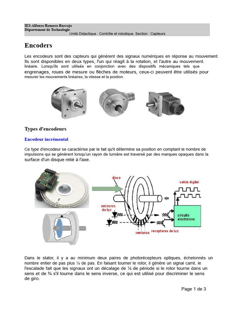Types et applications des encodeurs | PDF | Capteur | Rotation