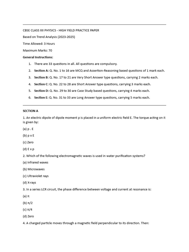 Phy Analysispaper 2026 | PDF | Rectifier | Electromagnetism