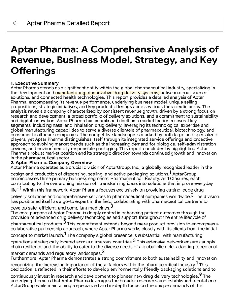 Aptar Pharma: Revenue and Strategy Insights | PDF | Pharmaceutical ...