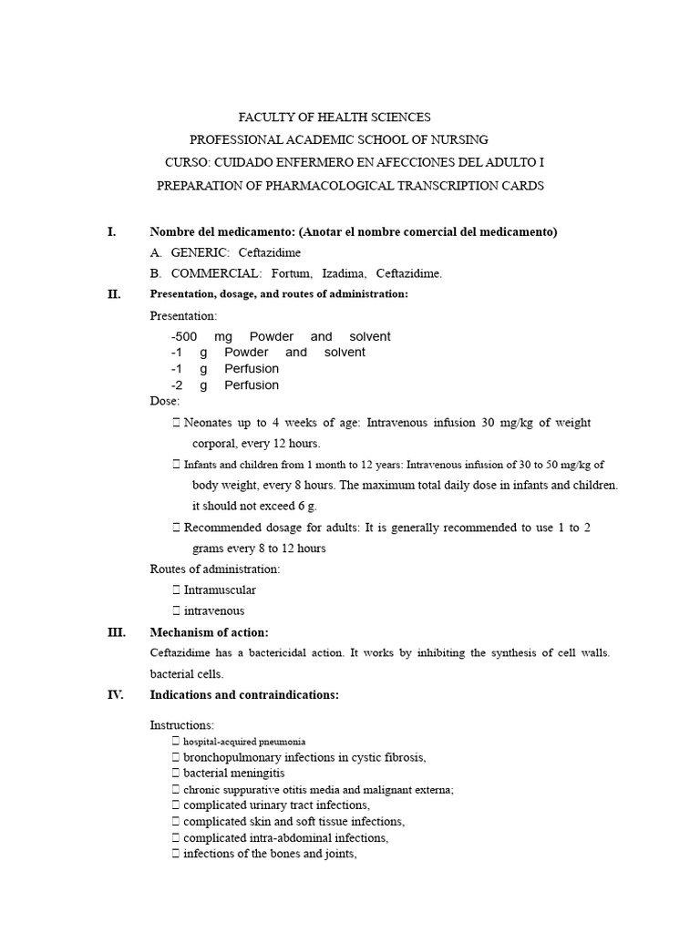 Pharmacological Data Sheet - Ceftazidime 4 | PDF | Drugs | Medicine