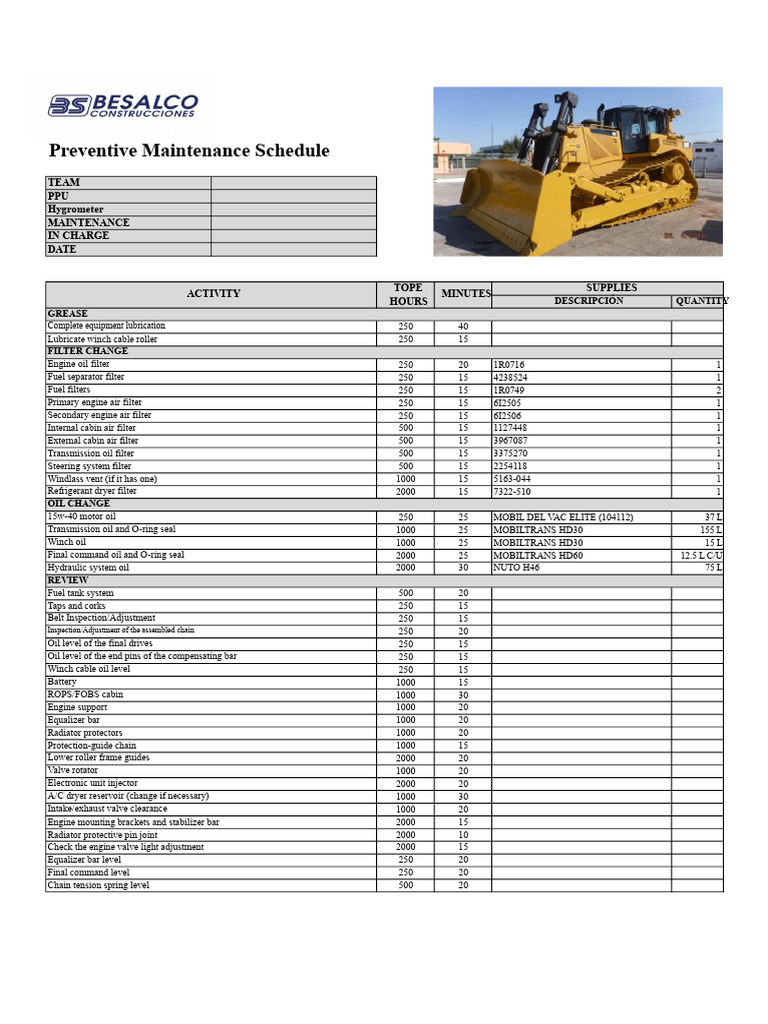 Preventive Maintenance Schedule Guide | PDF | Internal Combustion ...