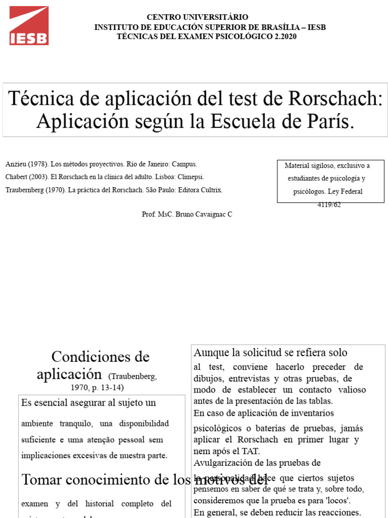 Aplicación del Test de Rorschach en Psicología | PDF | Sicología ...