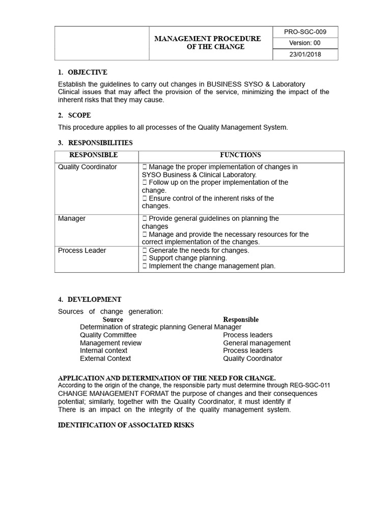 Change Management Procedure Guide | PDF | Risk | Business