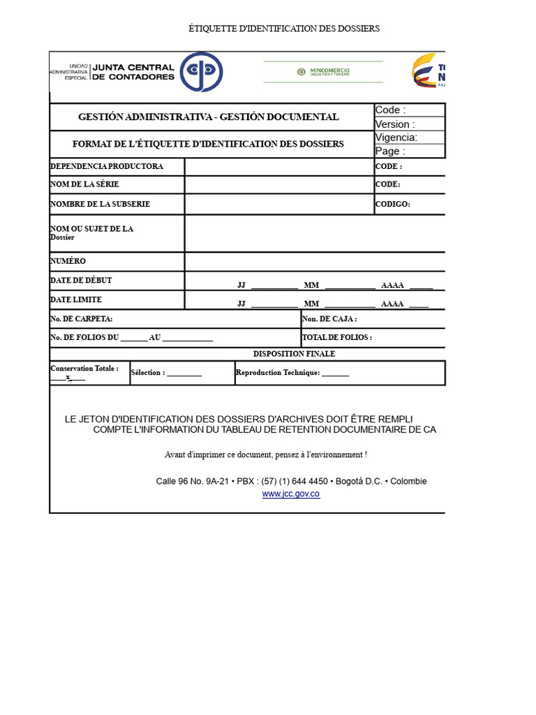 Étiquette d'Identification des Dossiers | PDF