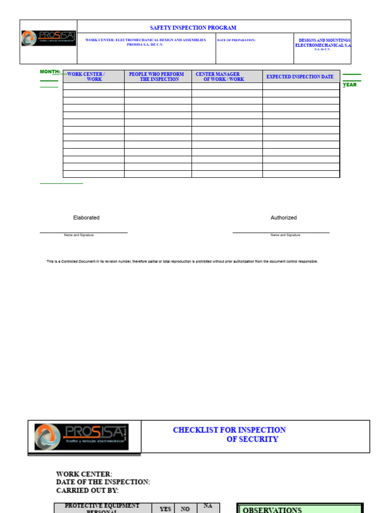 Safety Inspection Checklist Template | PDF | Personal Protective ...