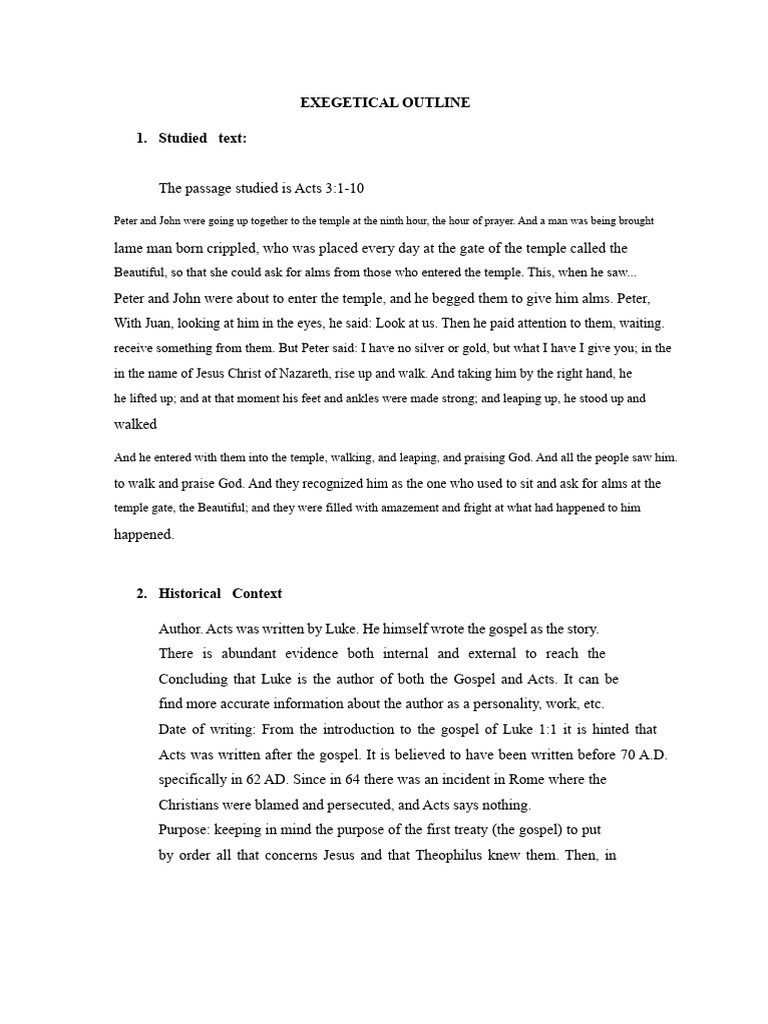 Acts 3:1-10 Exegesis and Analysis | PDF | Acts Of The Apostles | Jesus