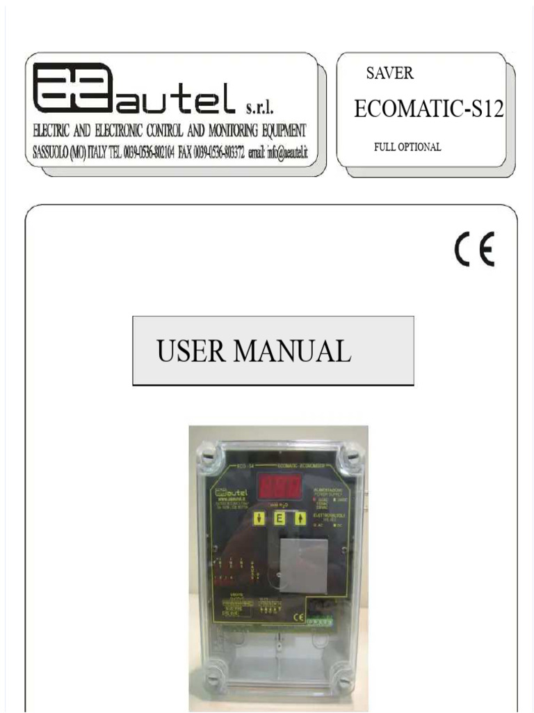 ECOMATIC-S12 User Manual Guide | PDF | Power Supply | Pressure Measurement