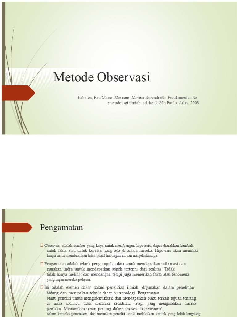 Metode Observasi dalam Penelitian Ilmiah | PDF