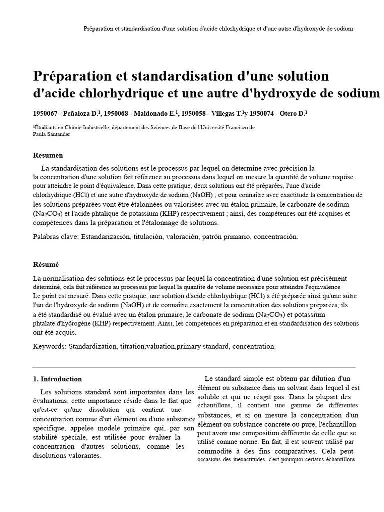 Standardisation HCl et NaOH en chimie | PDF | Hydroxyde de sodium ...