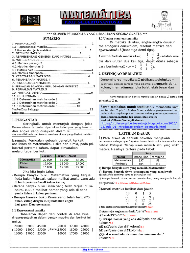 Panduan Lengkap Matriks dan Operasinya | PDF