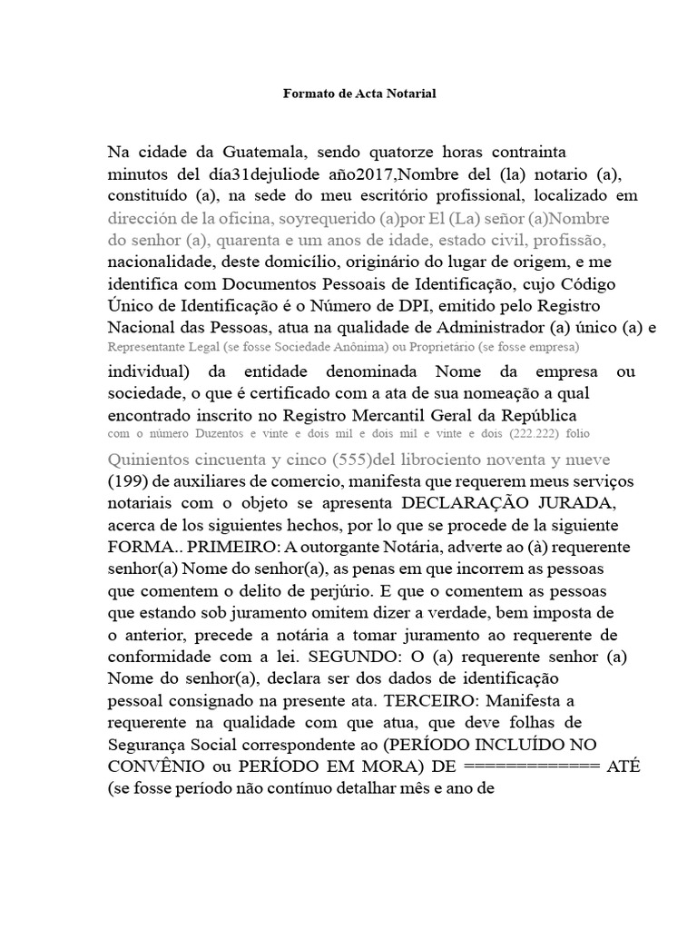 Formato de Ata Notarial | PDF
