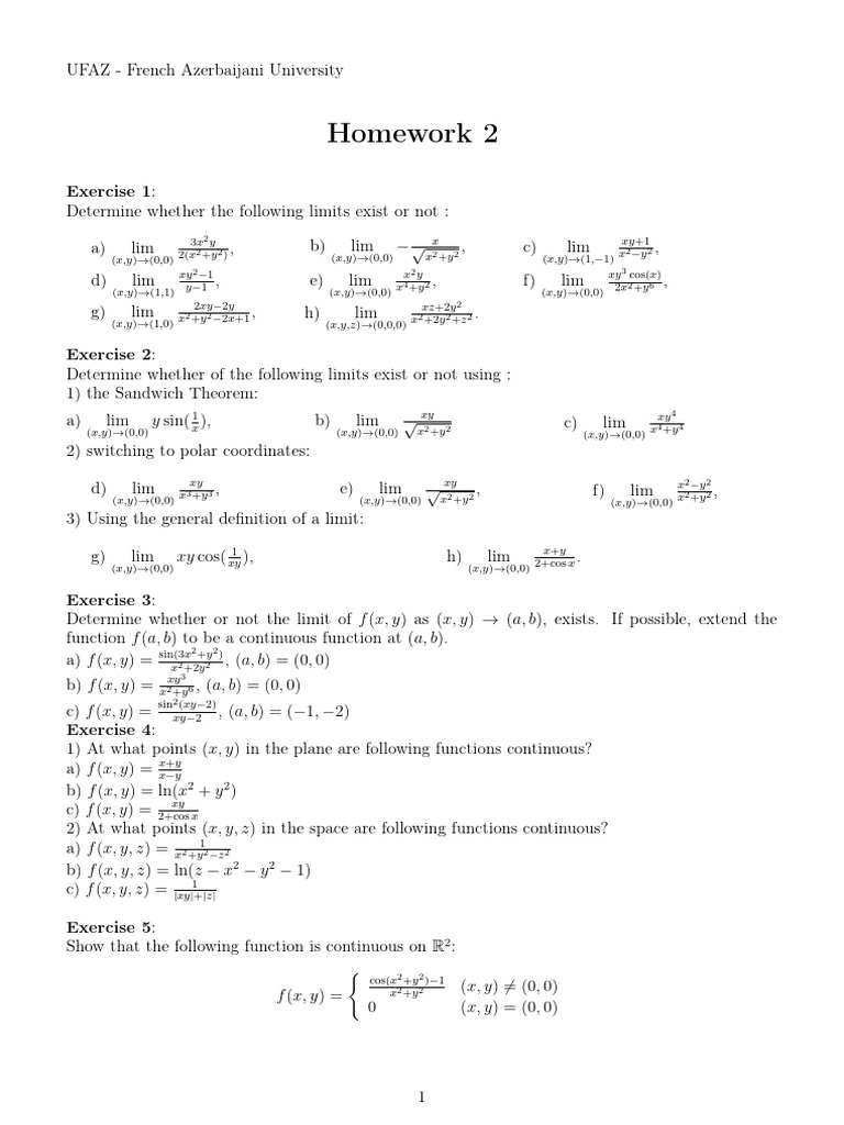 Homework 2 | PDF | Mathematical Analysis | Mathematics