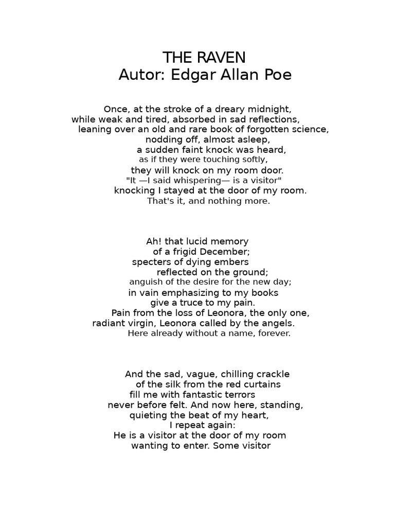 Edgar Allan Poe's The Raven Poem | PDF | The Raven