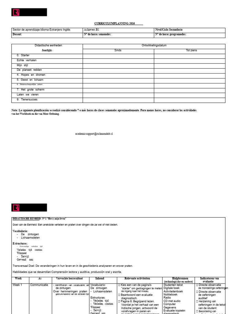 Achievers B1 Planning | PDF