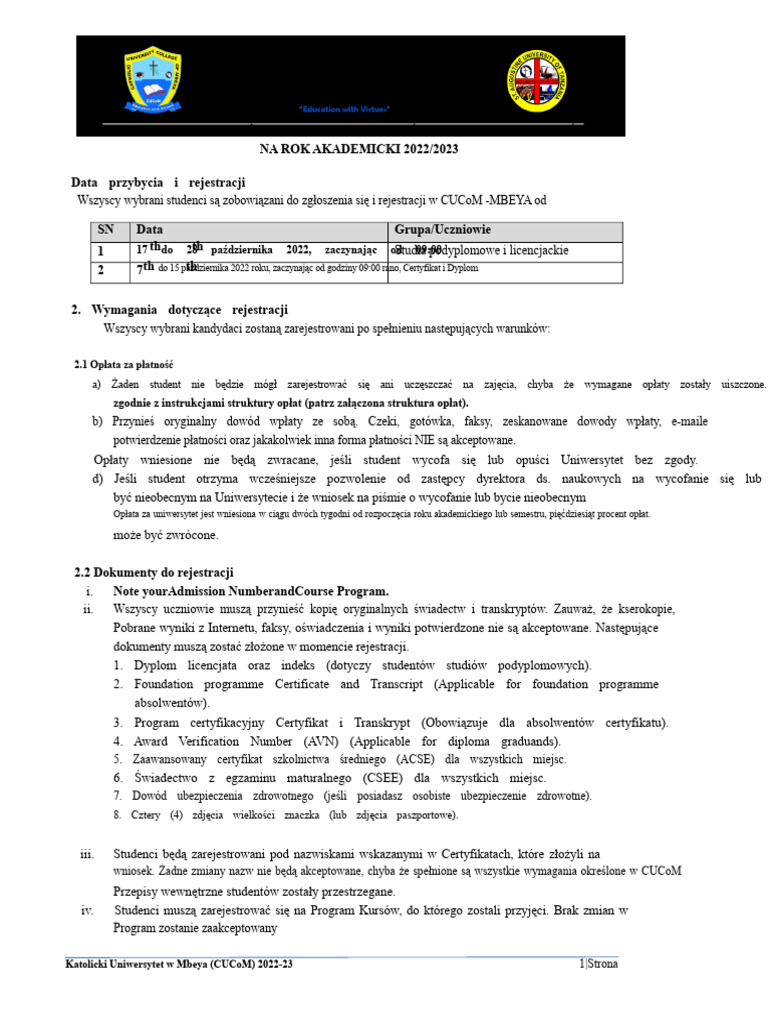 CUCoM DOŁĄCZANIE 2022 2023 | PDF
