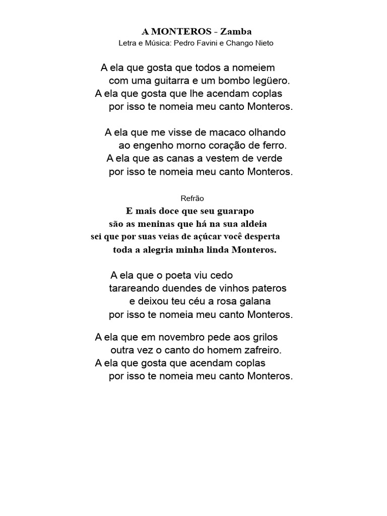 Letras de Zambas e Chacareras Argentinas | PDF | Amor